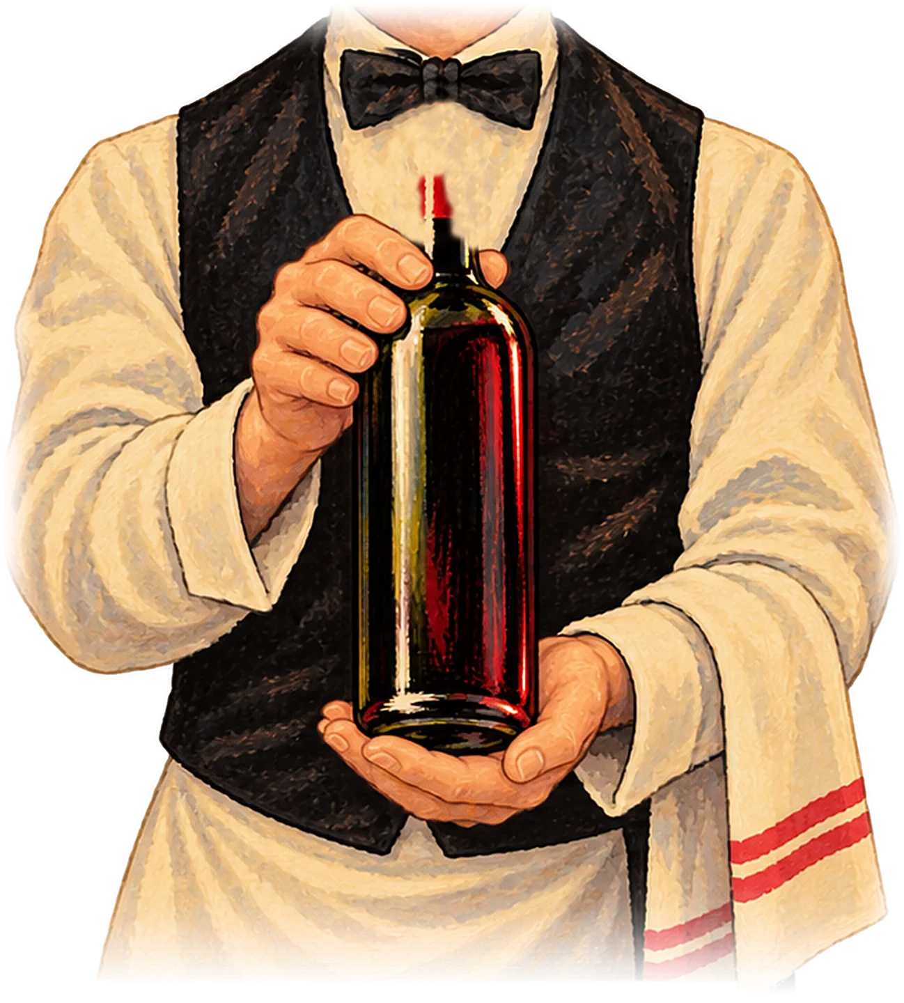Sommelier présentant une bouteille de vin